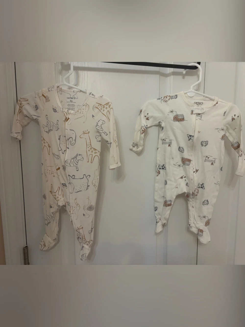 Carter’s Animal farm zoo elephant Footie Pajamas sleepers lot bundle set of 2